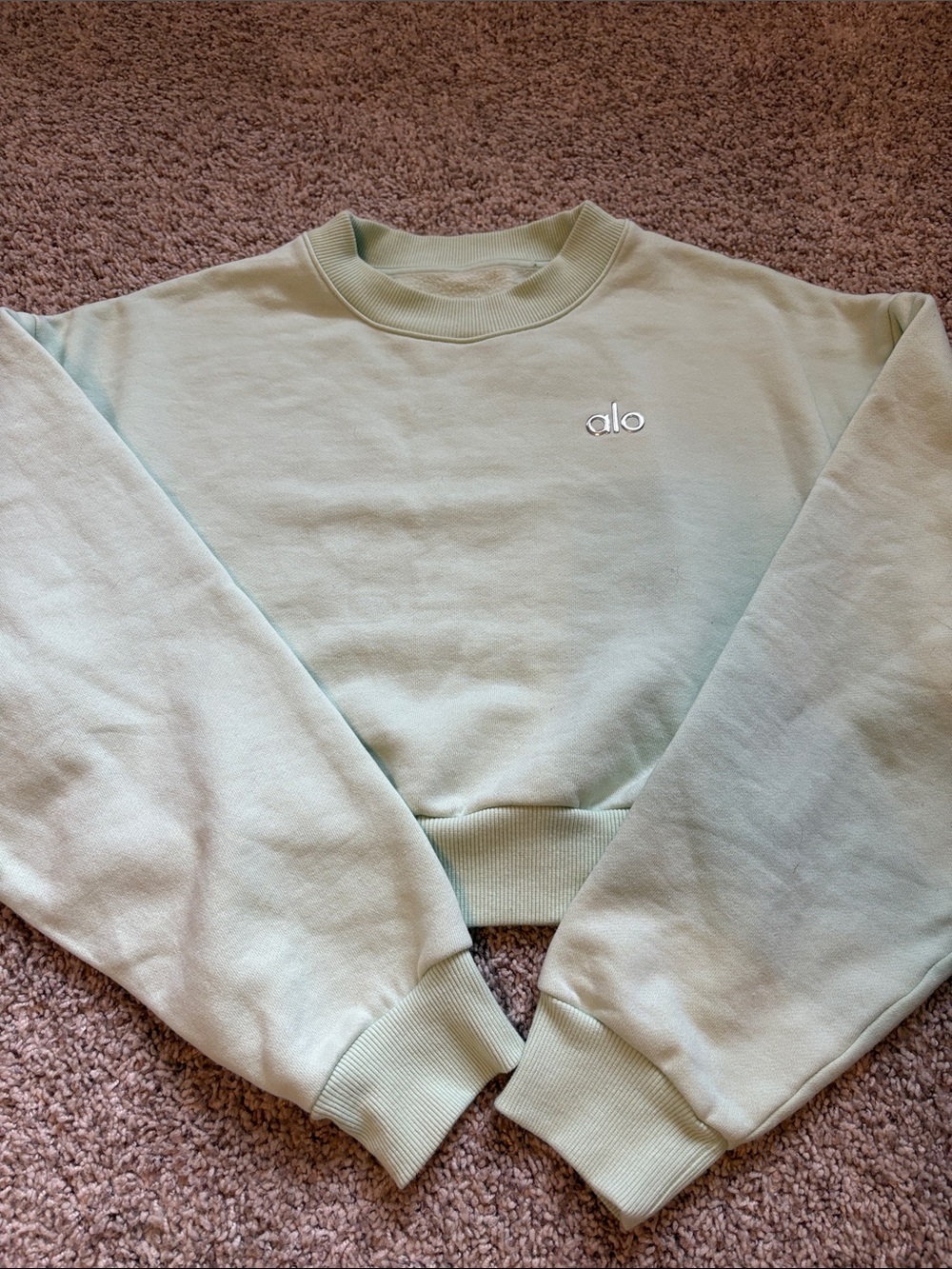ALO Yoga Mint Green Cropped Crewneck Sweatshirt